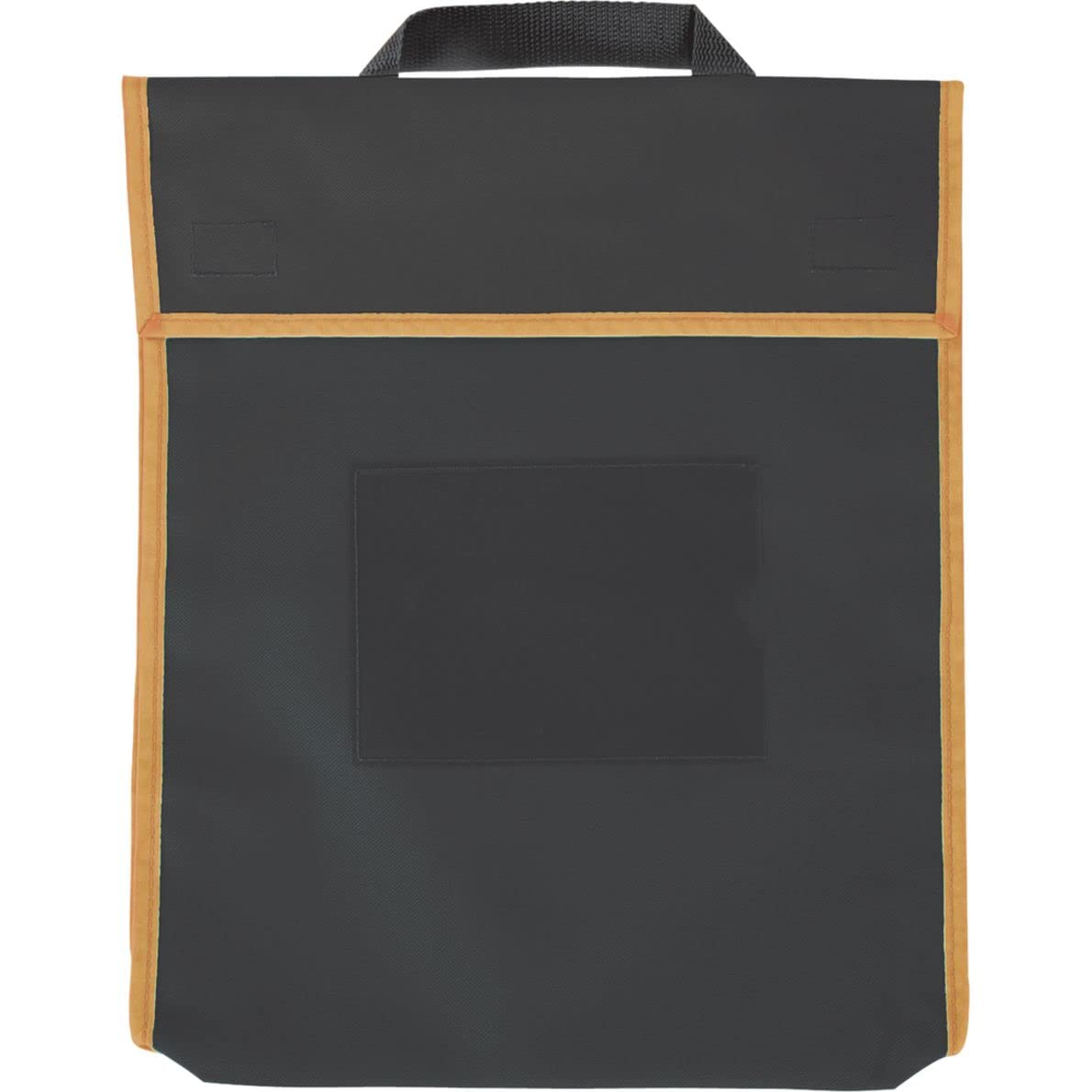 Really Good Stuff Book Pouch - 4 Pack- Water Resistant -Send Home Books and Homework in Durable Fabric Book Bag, Stitched-On Handle, Clear Name Tag Pocket, Large - Black with Orange Trim