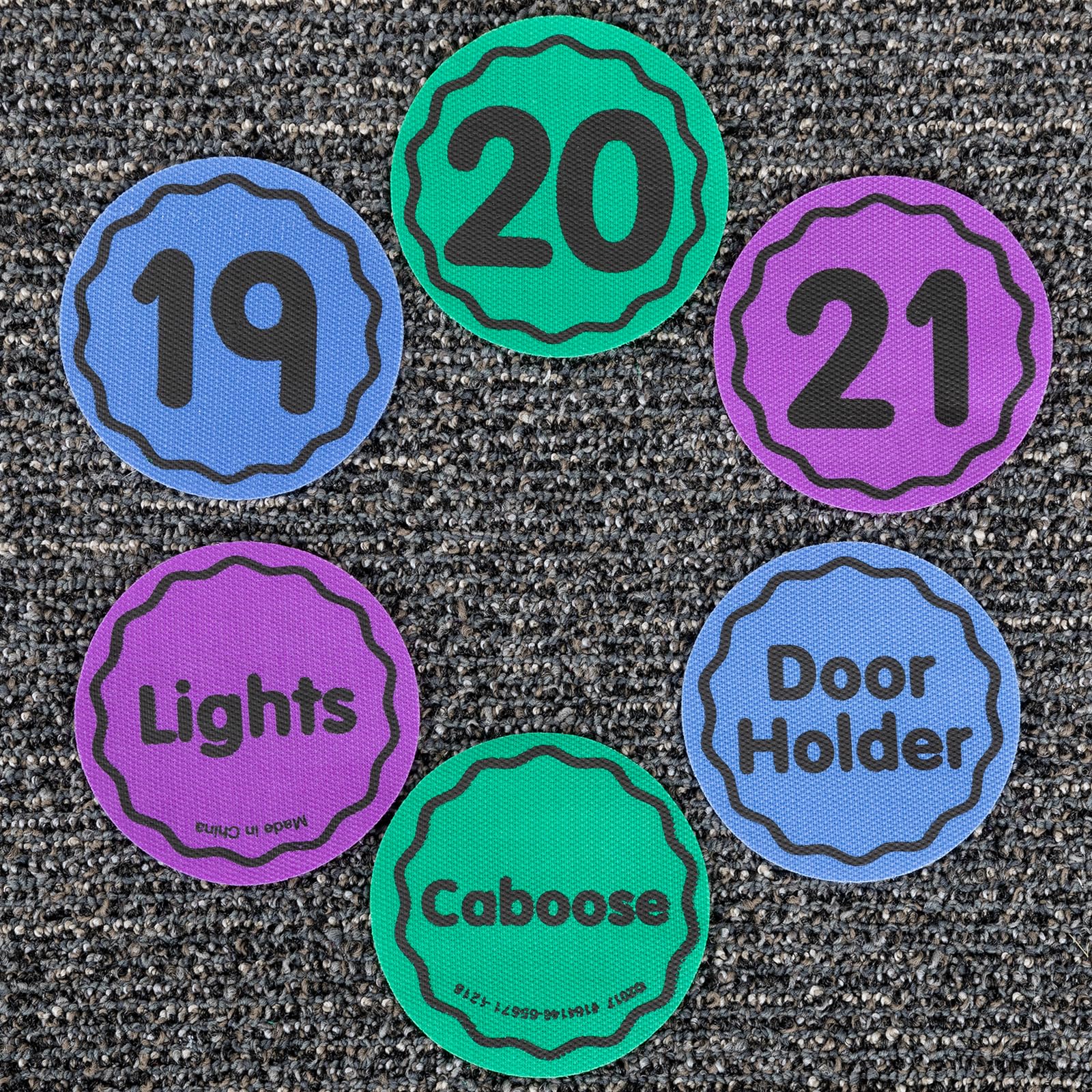 Really Good Stuff Carpet Mark-Its 36 Pack Line-Up Helpers Numbered Spot Markers and Labels 4' Carpet Dots for Teacher Supplies
