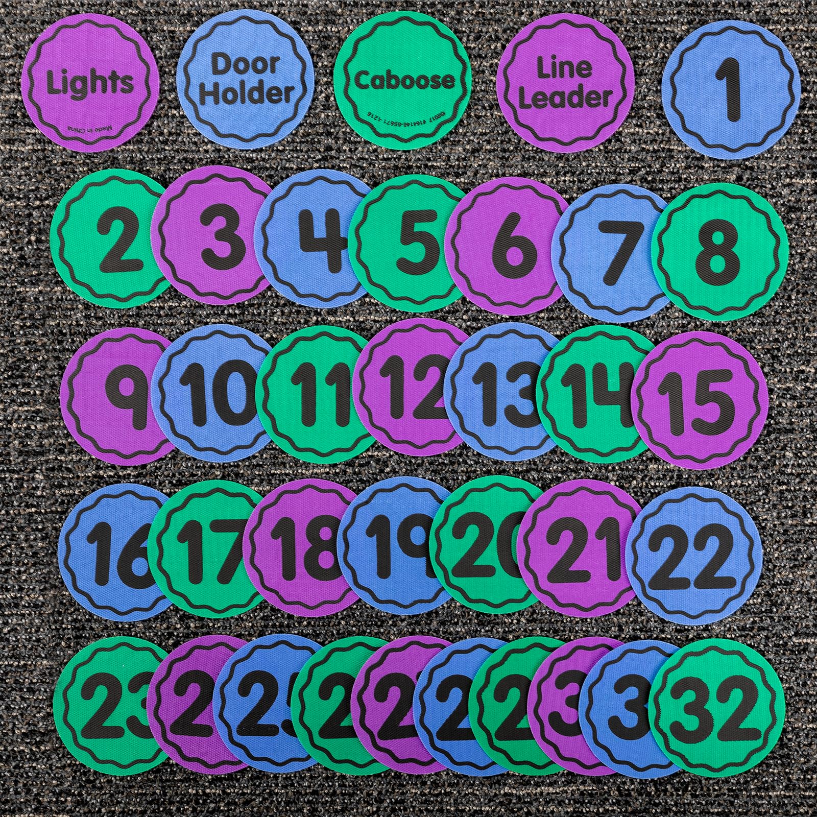 Really Good Stuff Carpet Mark-Its 36 Pack Line-Up Helpers Numbered Spot Markers and Labels 4' Carpet Dots for Teacher Supplies - Image 4