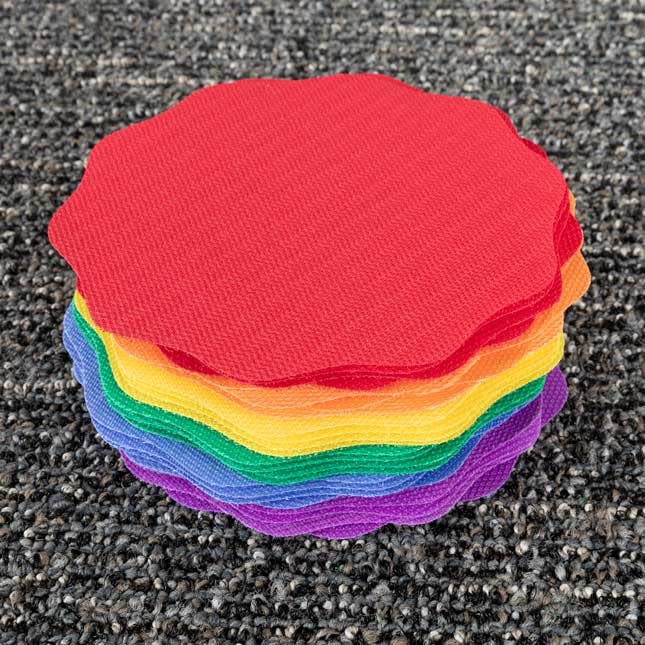 Really Good Stuff Carpet Mark-Its – Colorful 5” x 5” Carpet Spots – Keep Students Organized or in Groups – Six Bright Rainbow Colors – Durable with No-Slide Back, Sticks to Most Carpets, Set of 24 - Image 5
