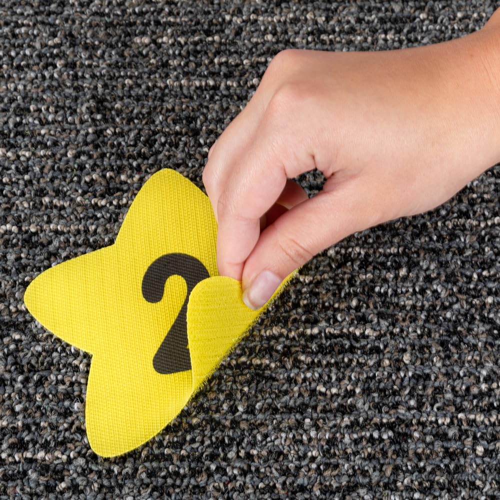 Really Good Stuff Carpet Mark-Its, Set of 26, Each 5" by 5" - Numbers 0-25 - Star-Shaped Yellow Spots - Classroom Décor, Preschool and Elementary Classroom Must Haves, Sit Dots, Teacher Supplies - Image 3