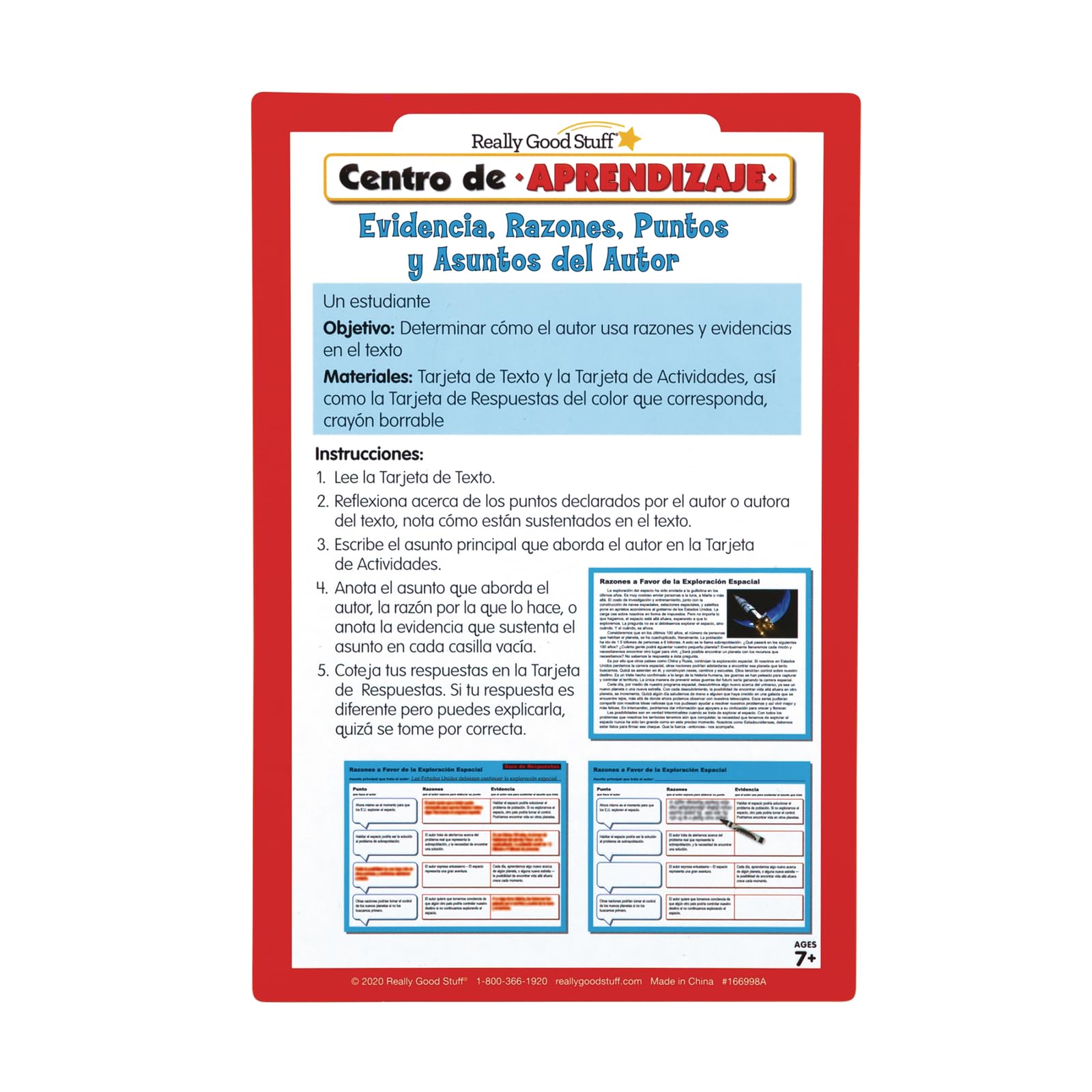 Really Good Stuff Centro de Aprendizaje: Evidencia, Razones, Puntos y Asuntos del Autor (Spanish Author''s Points, Reasons, and Evidence Literacy Center) - Image 6