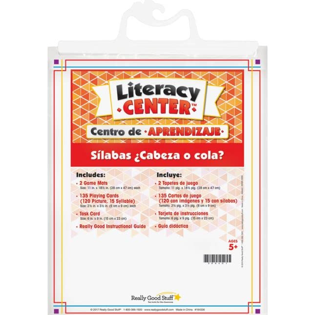 Really Good Stuff Centro de aprendizaje: S?labas ?Cabeza O Cola? (Spanish Syllables Head Or Tail?) - 1 Literacy Center - Image 5