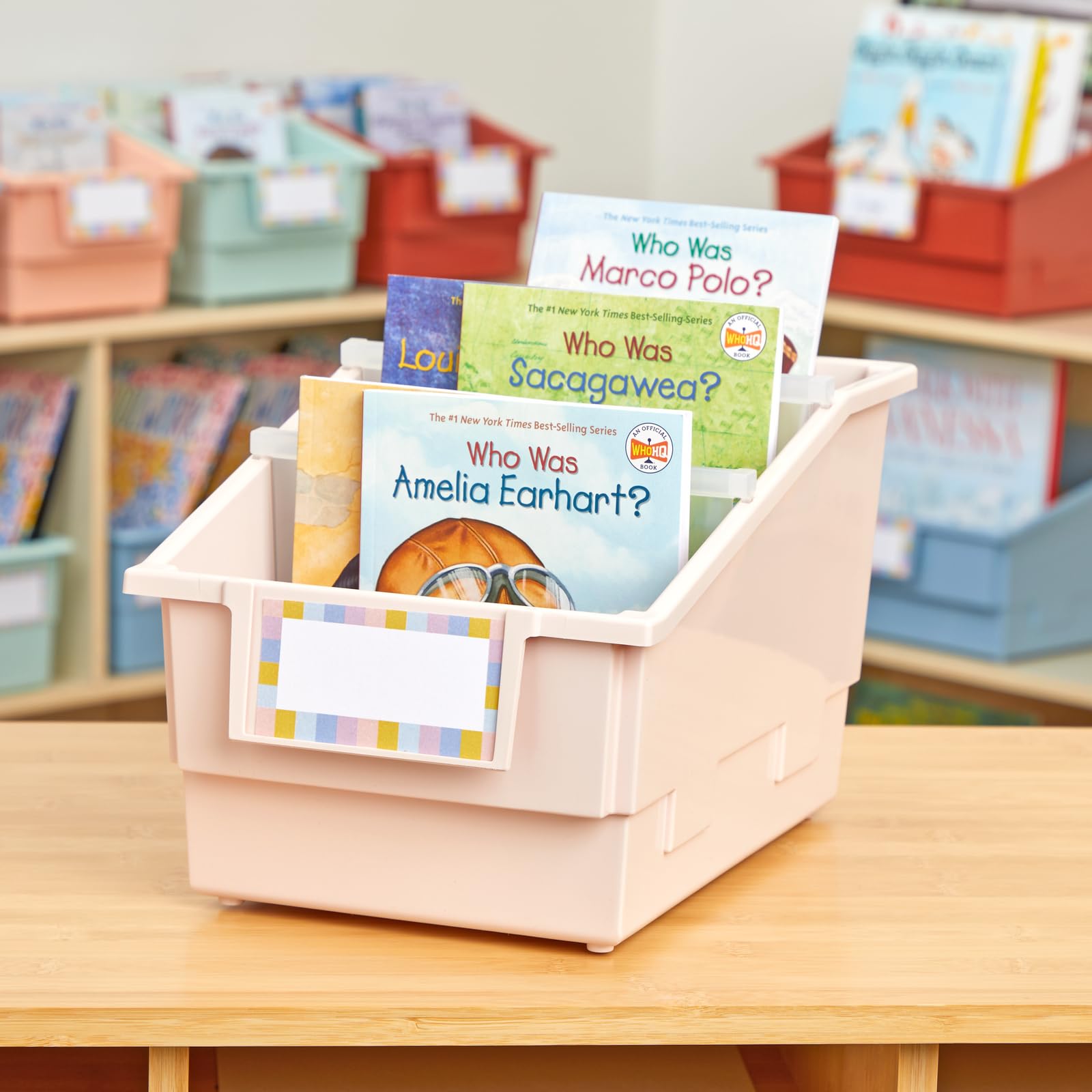 Really Good Stuff Chapter Book Classroom Library Bins with Dividers, 8.75" x 13.5" x 7.75", 4 Pack, Black, Large Plastic Bin Organizers for Book Organization, Documents, Files, Magazines - Image 3