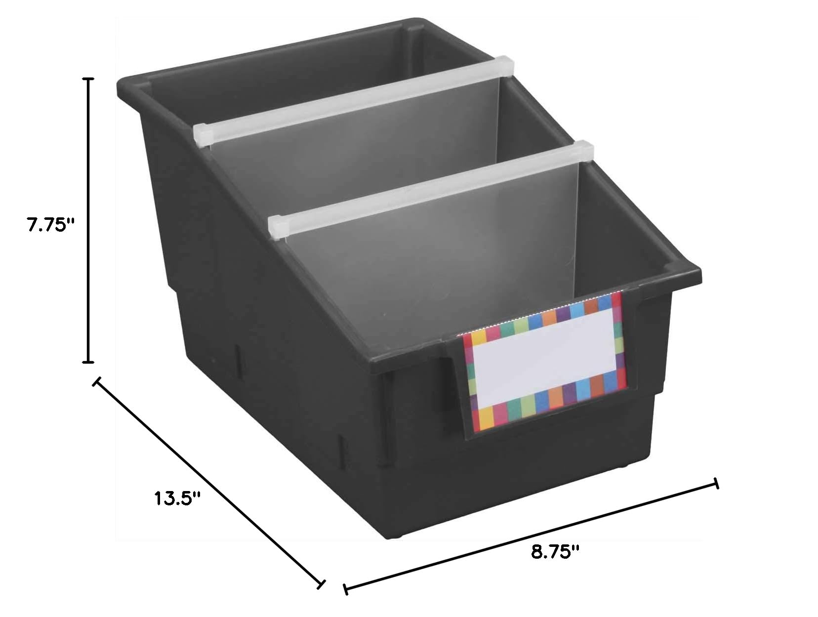 Really Good Stuff Chapter Book Classroom Library Bins with Dividers, 8.75" x 13.5" x 7.75", 4 Pack, Black, Large Plastic Bin Organizers for Book Organization, Documents, Files, Magazines - Image 7