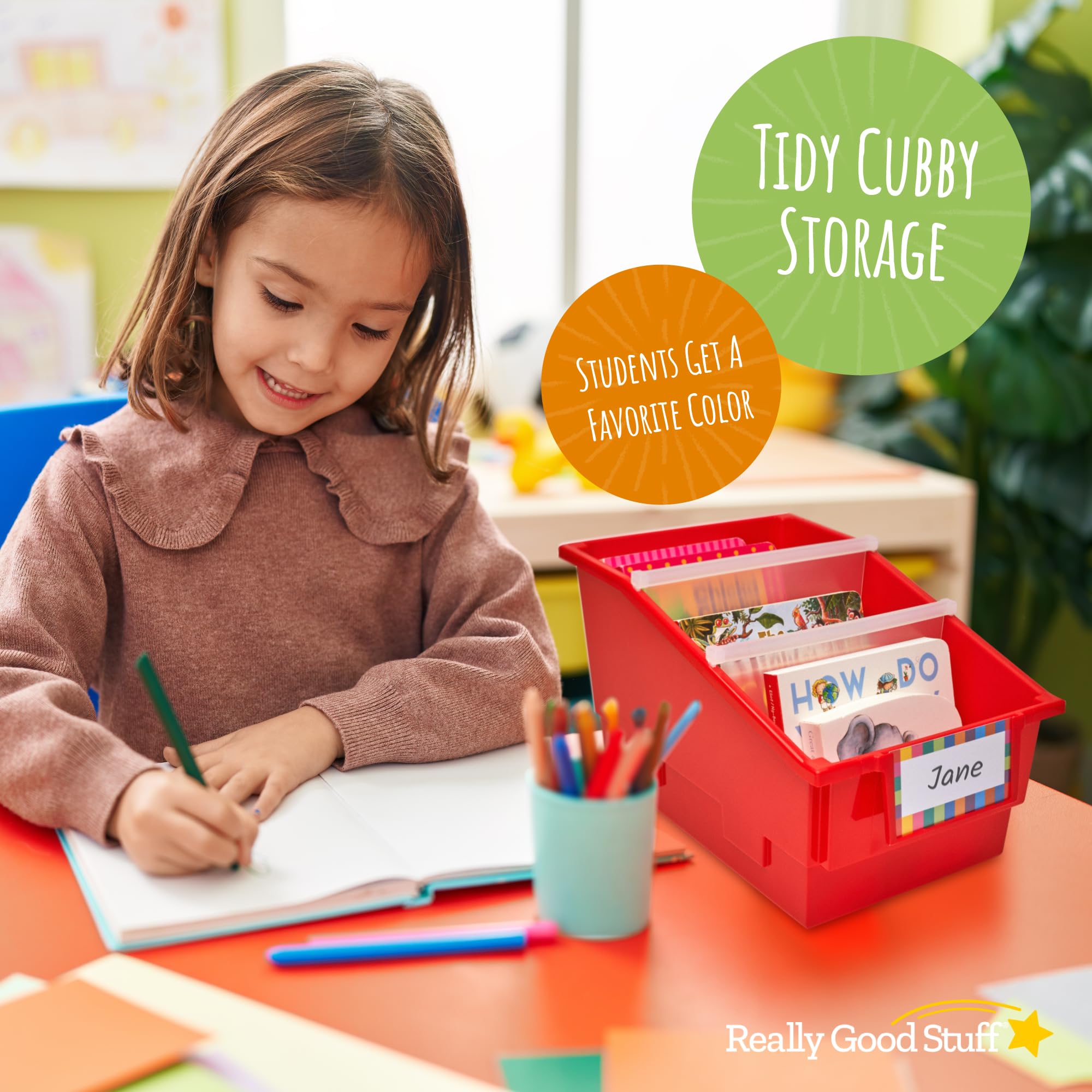 Really Good Stuff Chapter Book Classroom Library Bins with Dividers, 8.75" x 13.5" x 7.75", 4 Pack, Rainbow, Large Plastic Bin Organizers for Book Organization, Documents, Files, Magazines - Image 2