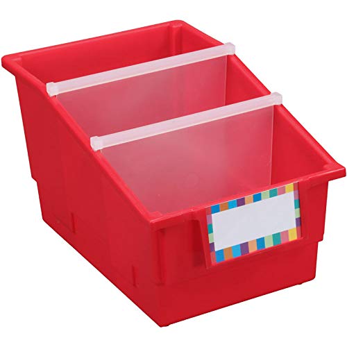 Really Good Stuff Chapter Book Classroom Library Bins with Dividers, 8.75" x 13.5" x 7.75", 4 Pack, Rainbow, Large Plastic Bin Organizers for Book Organization, Documents, Files, Magazines - Image 4