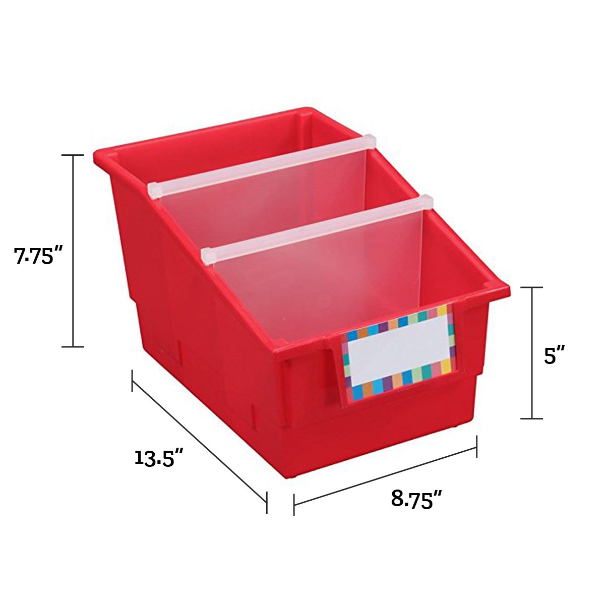 Really Good Stuff Chapter Book Classroom Library Bins with Dividers, 8.75" x 13.5" x 7.75", 4 Pack, Rainbow, Large Plastic Bin Organizers for Book Organization, Documents, Files, Magazines - Image 5
