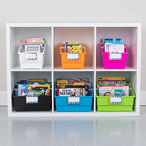 Really Good Stuff Chapter Book Library Bins with Dividers, 8.75" x 13.5" x 7.75" - 12 Pack, Black, Plastic Shelf Bin Organizer for Classroom Library, Book Organization, Documents, Files, Magazines - Image 5
