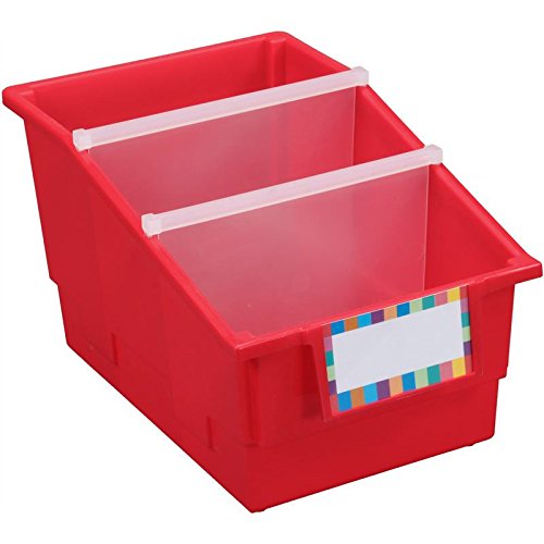 Really Good Stuff Chapter Book Library Bins with Dividers, 8.75" x 13.5" x 7.75" - 12 Pack, Rainbow, Plastic Shelf Bin Organizer for Classroom Library, Book Organization, Documents, Files, Magazines - Image 4