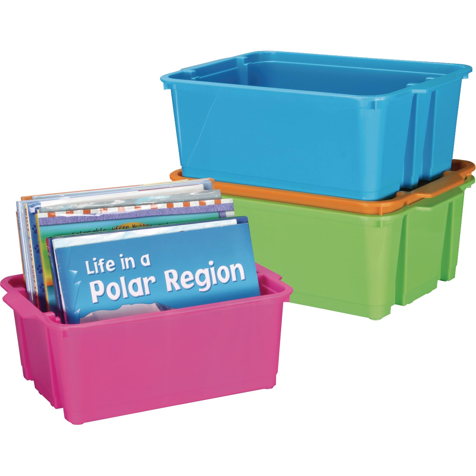 Really Good Stuff Classroom Stacking Bins - Neon - Set of 4 - Image 6