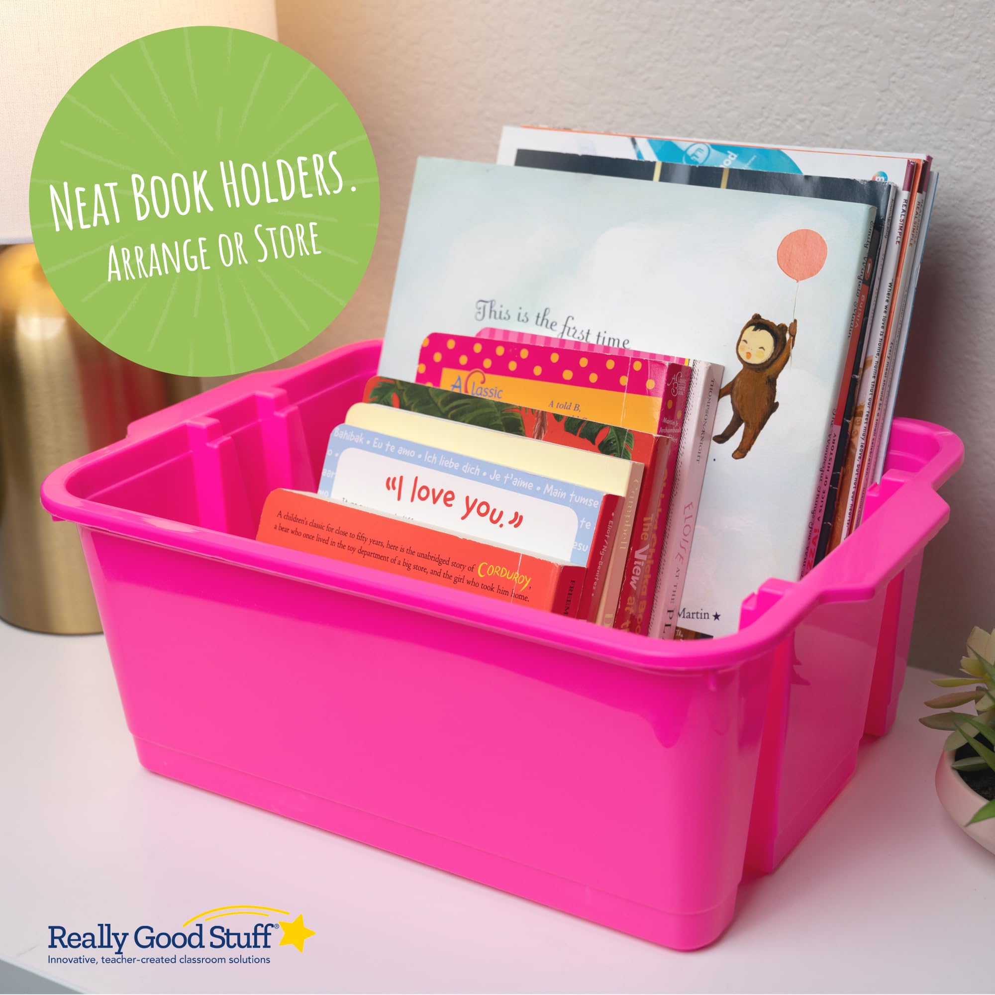 Really Good Stuff Classroom Stacking Bins - Neon - Set of 4 - Image 9