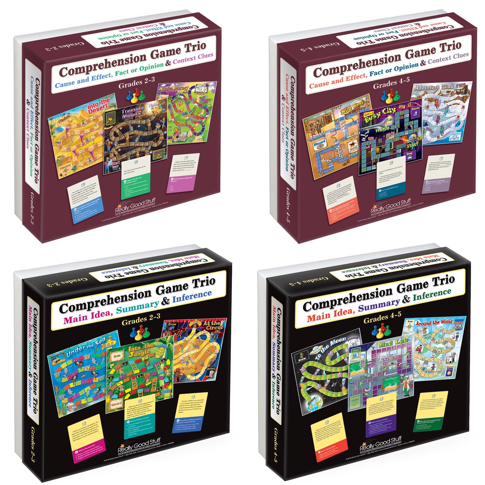 Really Good Stuff Comprehension Game Trios: Set of 4 - Grades 2-5