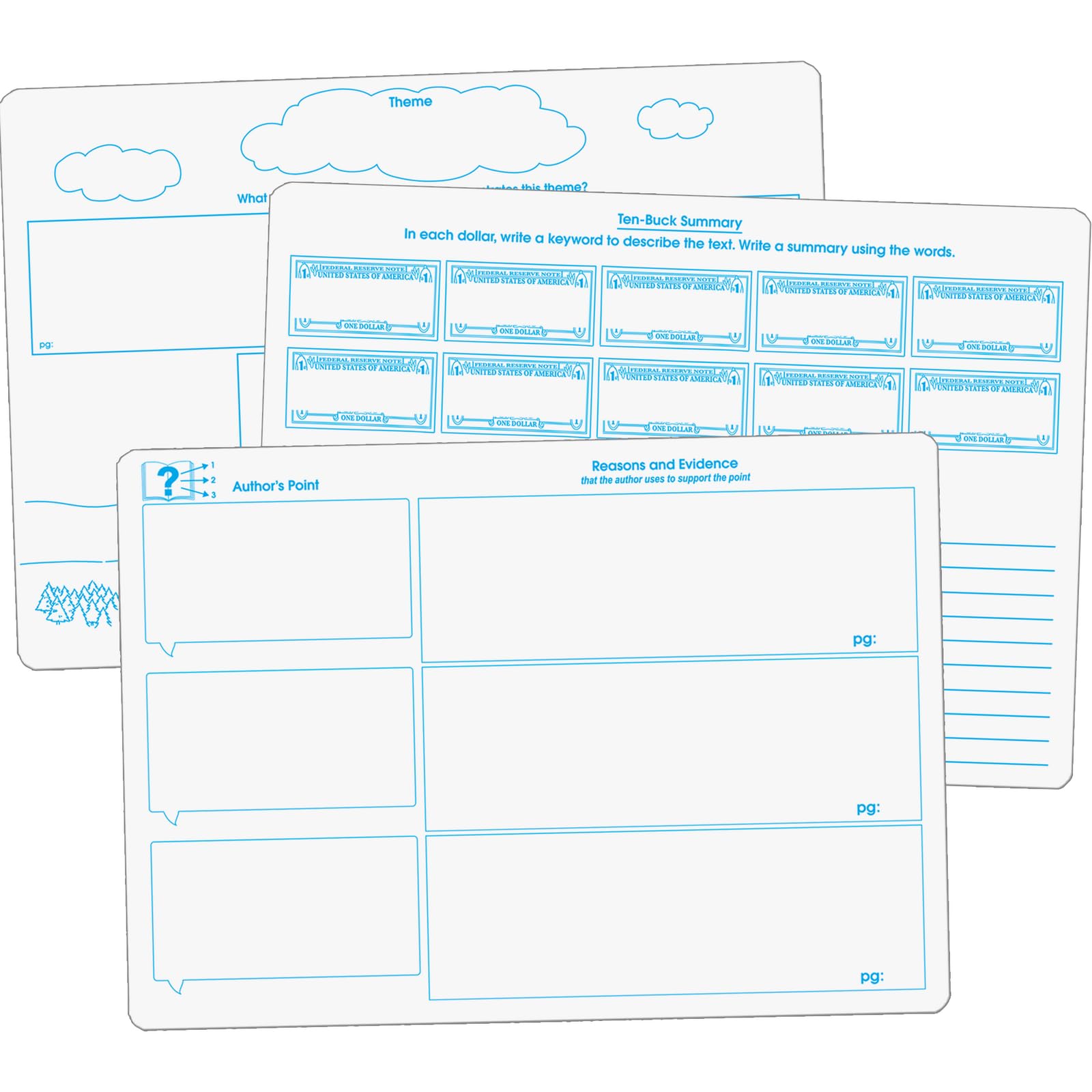 Really Good Stuff Reading Comprehension & Word Map Dry-Erase Board Set - 9 Double-Sided Boards - Image 3