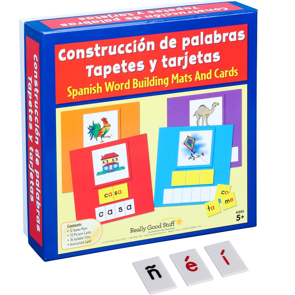 Really Good Stuff Construcci?n de palabras Tapetes, tarjetas y letras (Spanish Word Building Mats, Cards, and Letter Tiles) - 1 Multi-Item kit