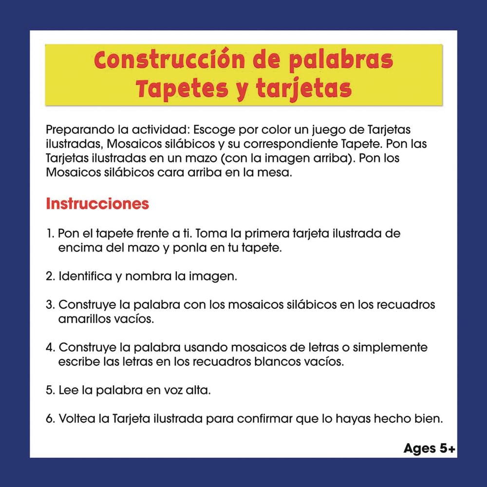 Really Good Stuff Construcci?n de palabras Tapetes, tarjetas y letras (Spanish Word Building Mats, Cards, and Letter Tiles) - 1 Multi-Item kit - Image 5