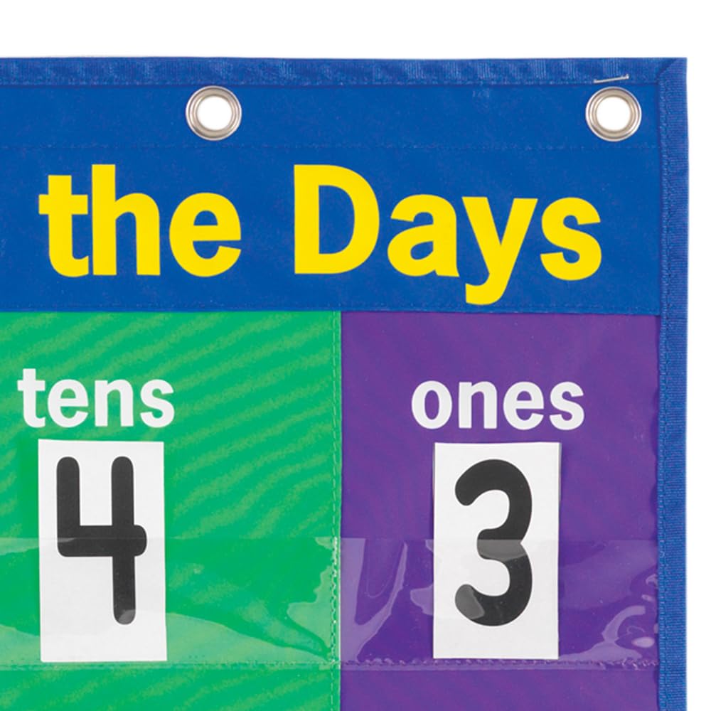 Really Good Stuff Counting The Days Pocket Chart – 15¾” by 18¾” – Develop Counting, Basic Math Skills – Count The Number of Days in School – Grommets, Magnetic Strip for Easy Hanging - Image 6