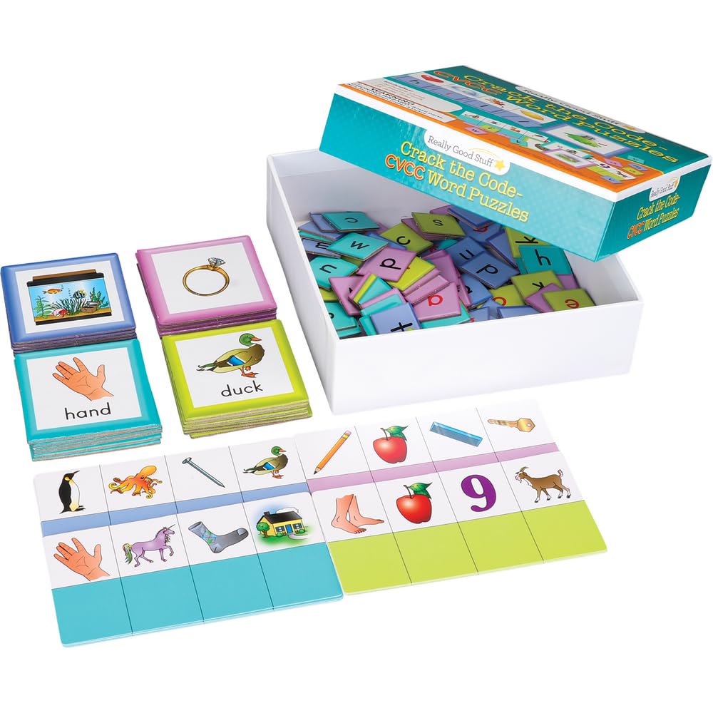Really Good Stuff Crack The Code CVC & CVCC Word Puzzles Set - 2 Puzzle Games, 48 Puzzles - Image 3