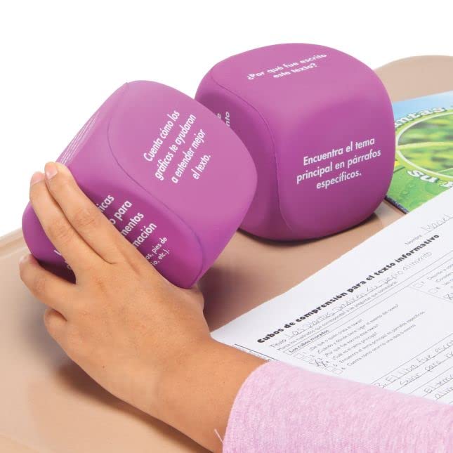 Really Good Stuff Cubos de comprensión (Common Core Comprehension Cubes) – Set of 4 Interactive Foam Dice – Students Roll, Respond, and Record Answers to Standards-Based, Text-Dependent Questions - Image 3