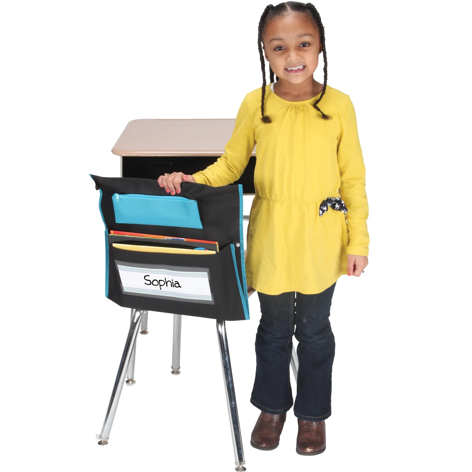 Really Good Stuff Deluxe Chair Pockets with Pencil Case, 6 Pack, Black, Chairback Buddy, Classroom Chair and Seat Storage Organizer, for Students and Classroom Organization - Image 3