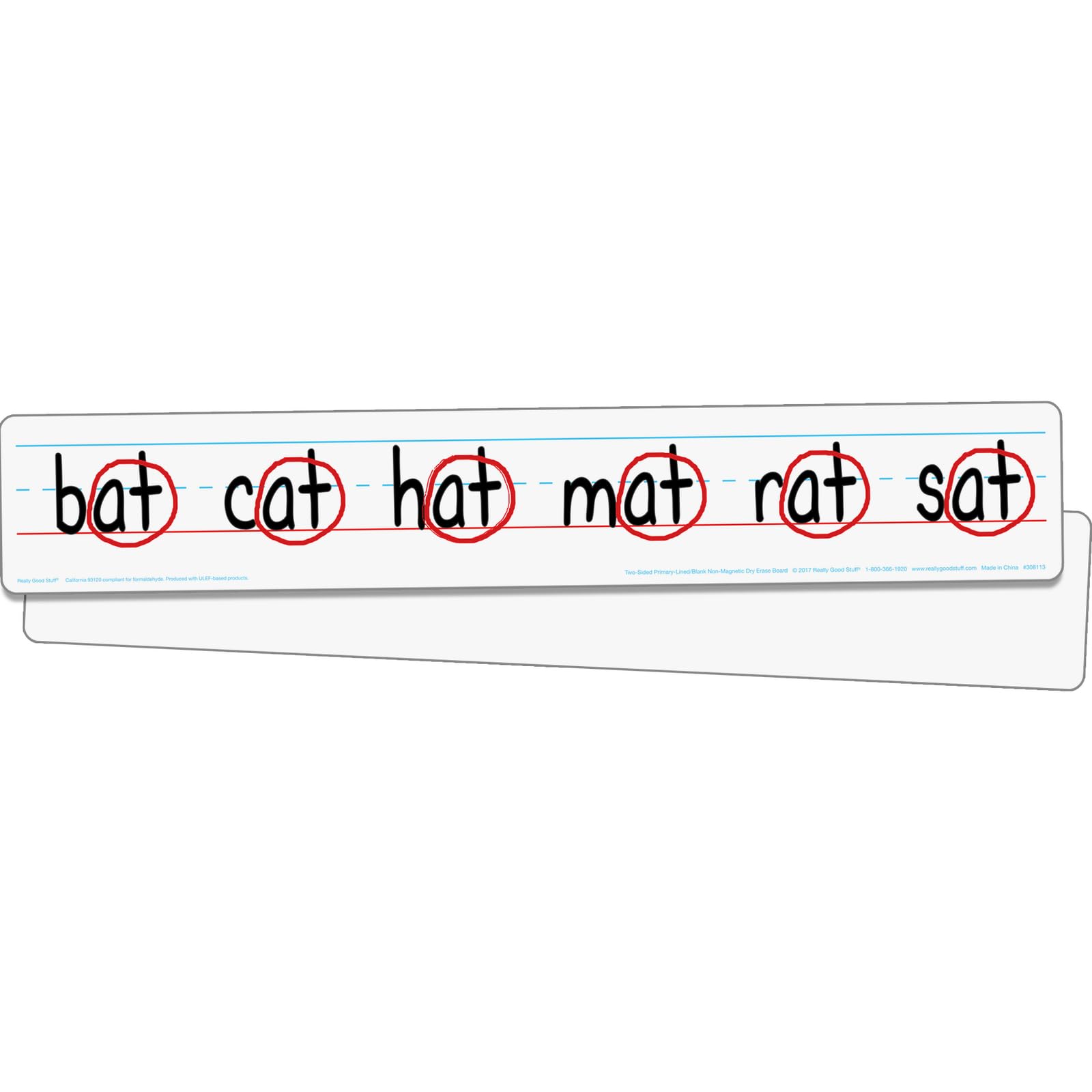 Really Good Stuff Double-Sided Primary-Lined Dry Erase Sentence Strip Boards - Pack of 12