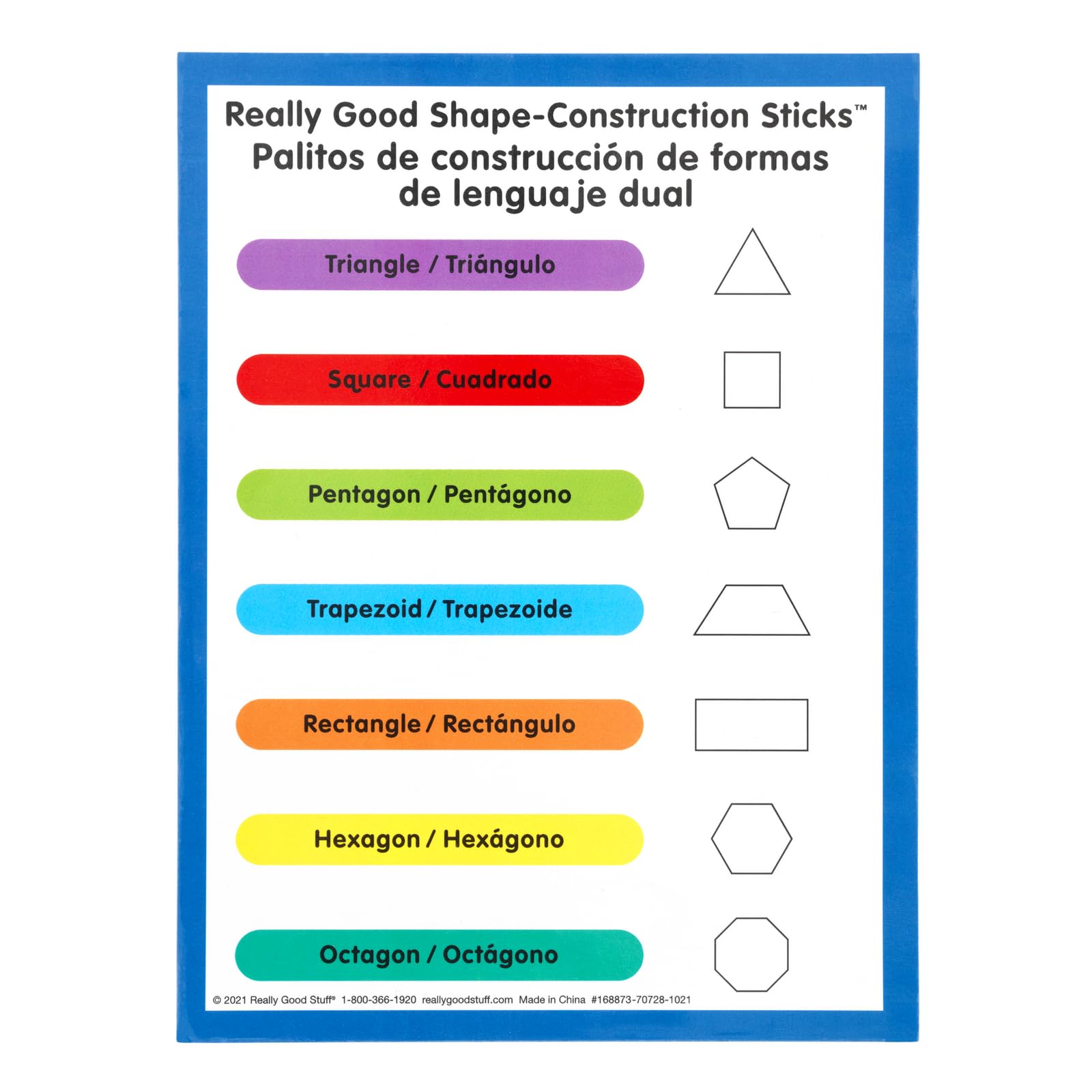 Really Good Stuff Dual Language Shape Construction Sticks: (Palos de Construcci?n de Forma - Lenguaje Dual) - Image 4