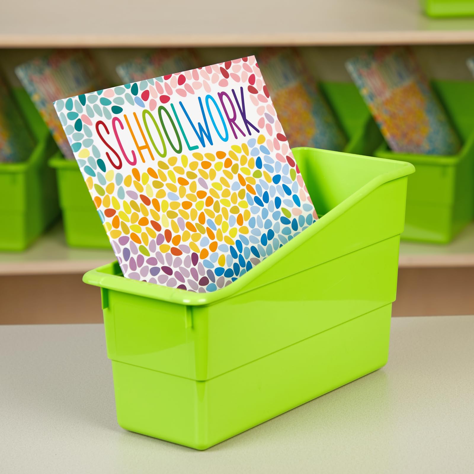 Really Good Stuff Durable Book and Binder Holder - 5pack, Bright Neon Colors, 5 ?? x 12 ?? x 7 ??, Classroom Organization, Storage Solution, Sturdy and Versatile - Image 2