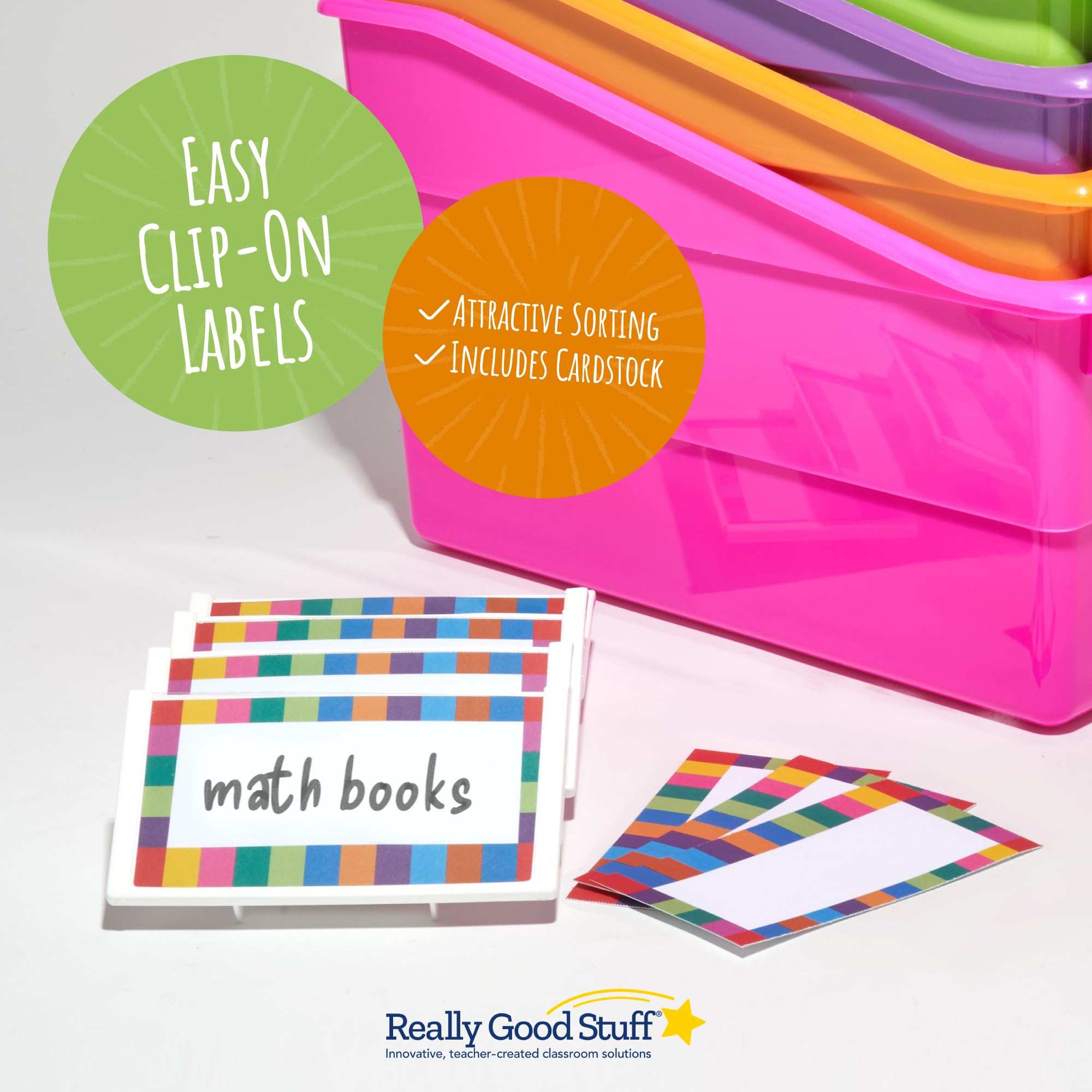 Really Good Stuff Durable Book and Binder Holder - 5pack, Bright Neon Colors, 5 ?? x 12 ?? x 7 ??, Classroom Organization, Storage Solution, Sturdy and Versatile - Image 8