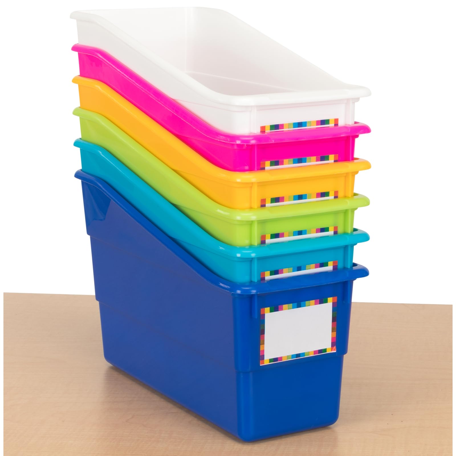 Really Good Stuff Durable Book and Binder Holder - 6pack, Tropics Collection, 5 ?" x 12 ?" x 7 ?", Classroom Organization, Storage Solution, Sturdy and Versatile