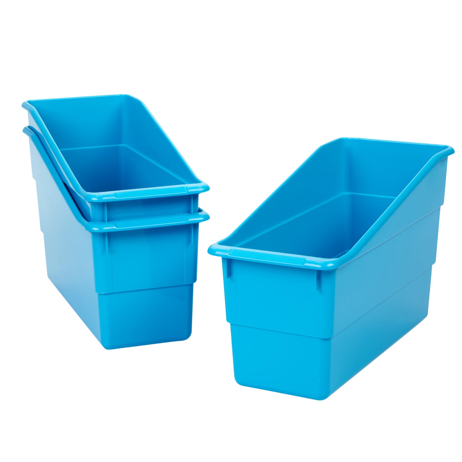 Really Good Stuff Durable Book and Binder Holders - 12 Pack, Blue Neon, 5.5" x 12.5" x 7.5", Classroom Organization, Storage Solution, Sturdy and Versatile - Image 4