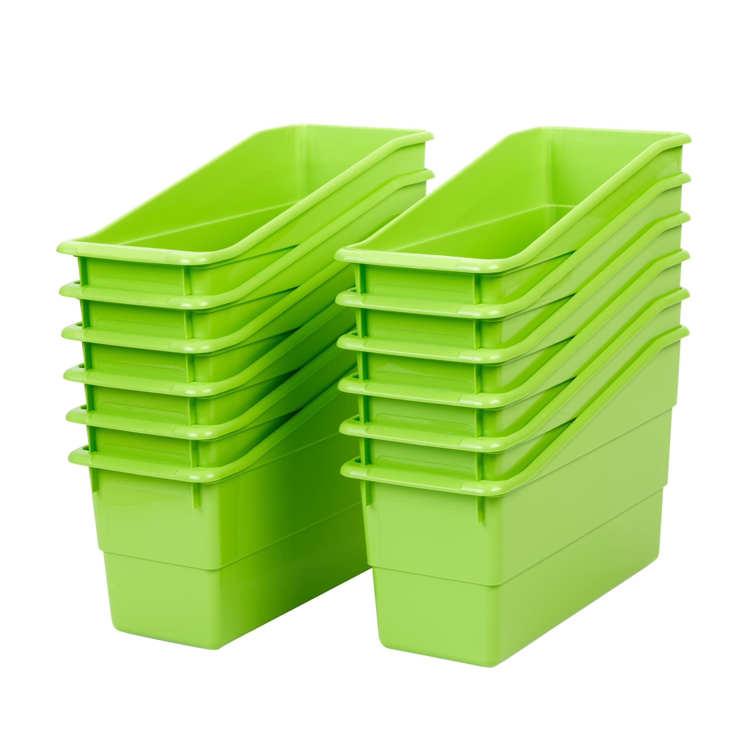 Really Good Stuff Durable Book and Binder Holders - 12 Pack, Green Neon, 5 ?" x 12 ?" x 7 ?", Classroom Organization, Storage Solution, Sturdy and Versatile - Image 4