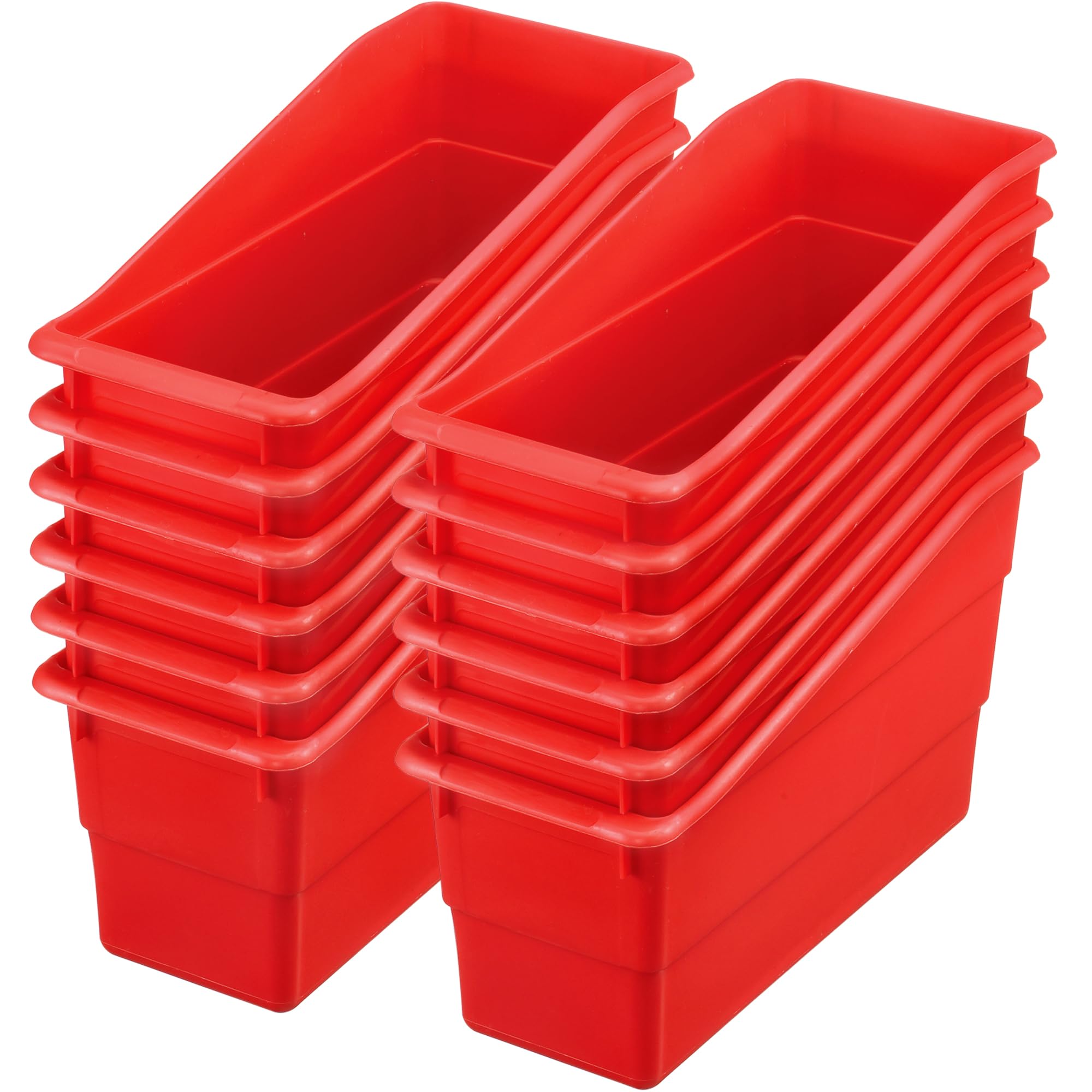 Really Good Stuff Durable Book and Binder Holders - 12 Pack, Red, 5 ?" x 12 ?" x 7 ?", Classroom Organization, Storage Solution, Sturdy and Versatile