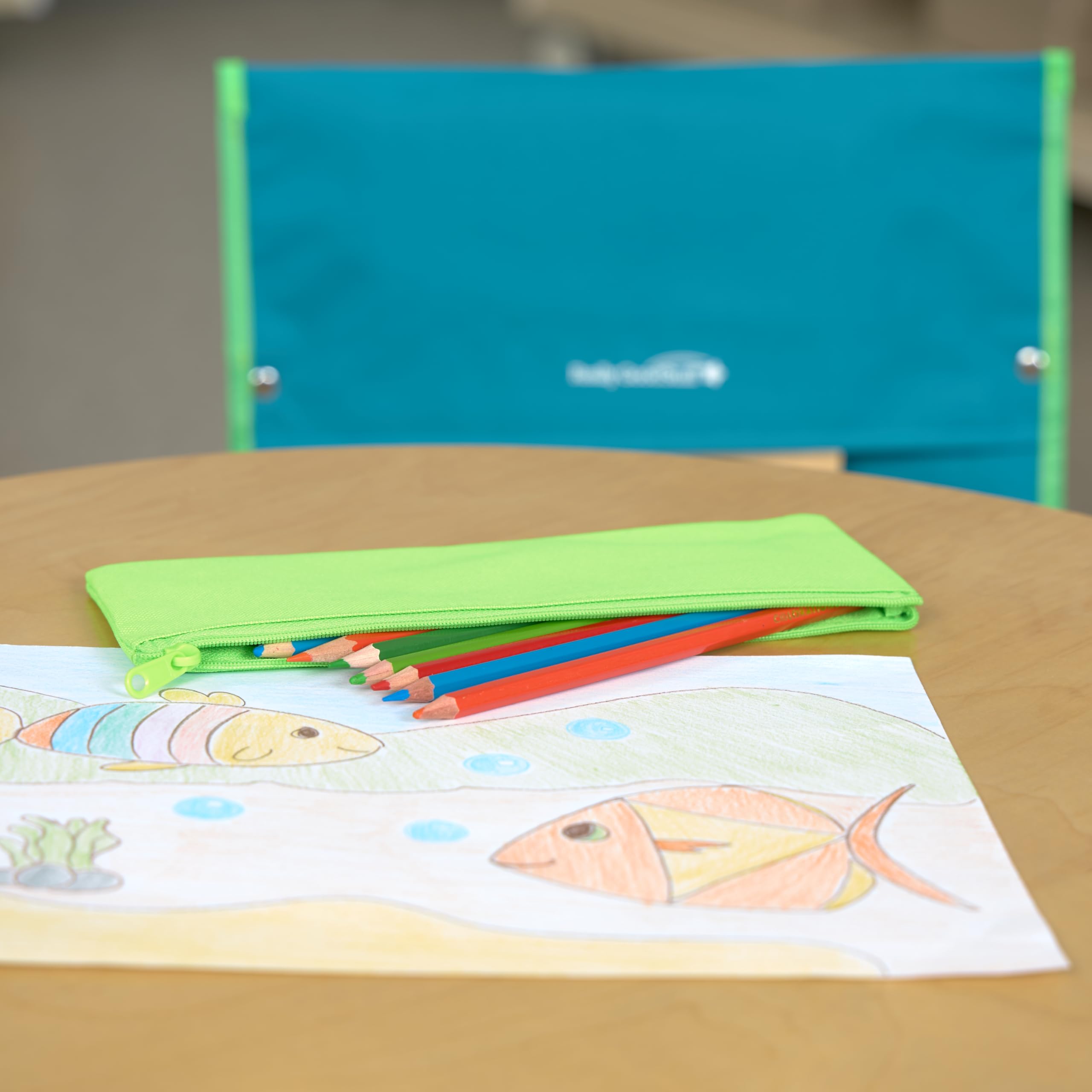 Really Good Stuff Early Childhood Deluxe Chair Pockets with Pencil Case, 6 Pack, Turquoise, Chair Organizer with Pencil Pouch and Name Tag Keeps Students Organized and Classrooms Neat - Image 6