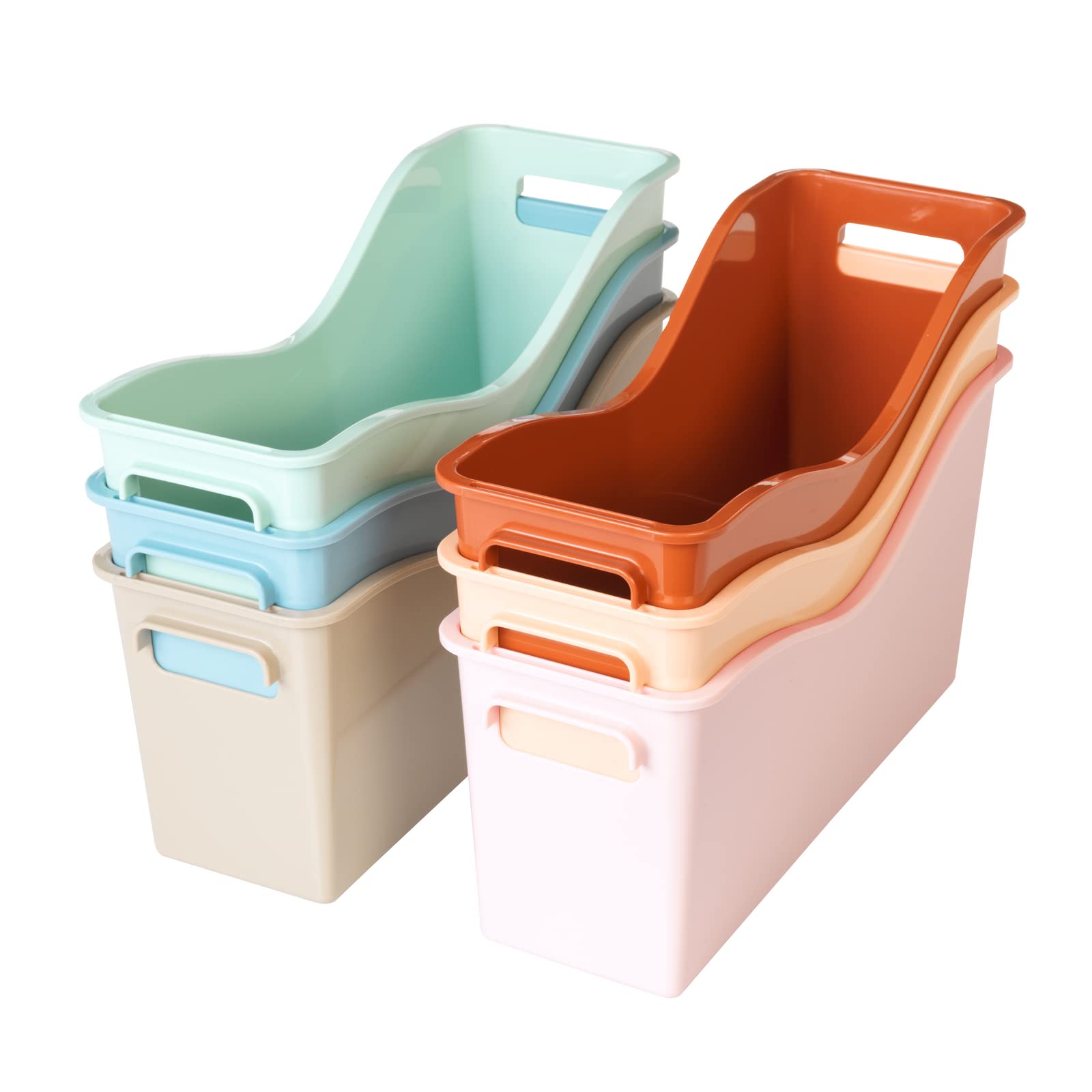 Really Good Stuff Easy Carry Storage Bins - Set of 6 Boho Colors - Durable Plastic File Folder Organizer, Magazine File Holder, Book & Binder Holder for Desk - Image 4