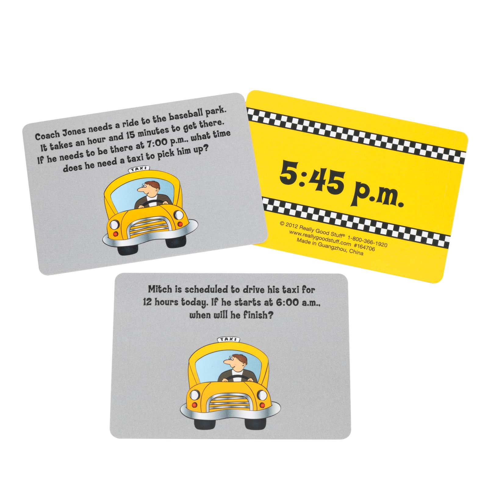 Really Good Stuff Elapsed Time Taxi Numeracy Center with Storage Bag - Grab and Go Learning Pack - Children Master Elapsed-Time Questions - Grades 3-5 - Image 3