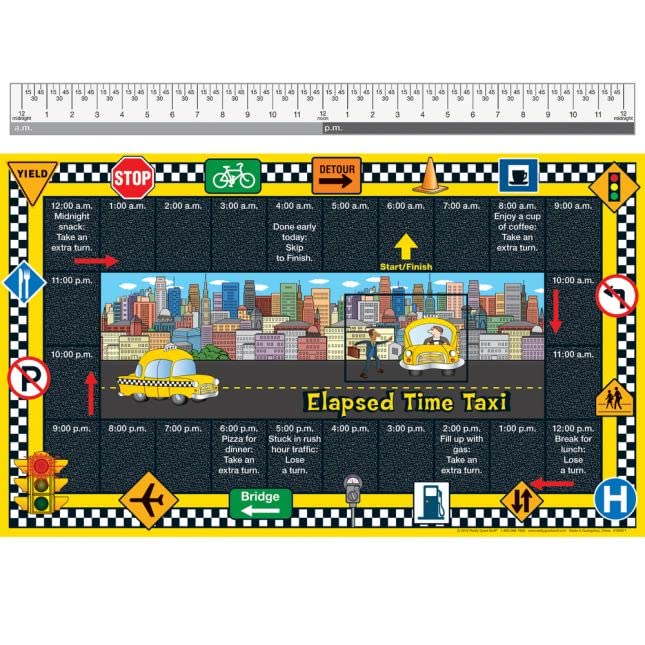 Really Good Stuff Elapsed Time Taxi Numeracy Center with Storage Bag - Grab and Go Learning Pack - Children Master Elapsed-Time Questions - Grades 3-5 - Image 7