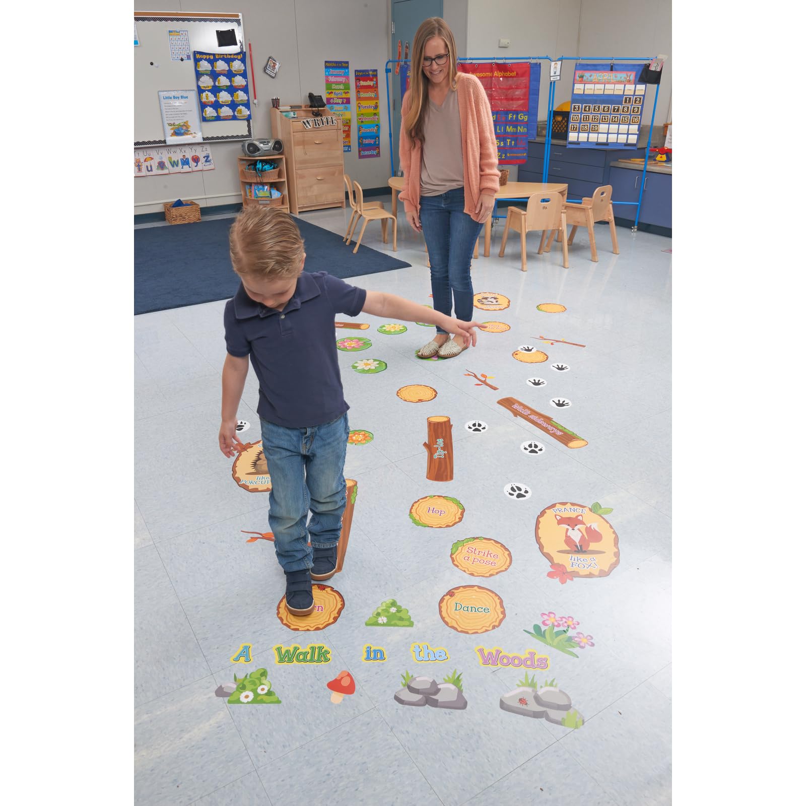 Really Good Stuff EZ Stick A Walk in The Woods Sensory Path – 147 Pieces for Walls or Floors - SEL for Children – Social Emotional Learning - Image 4
