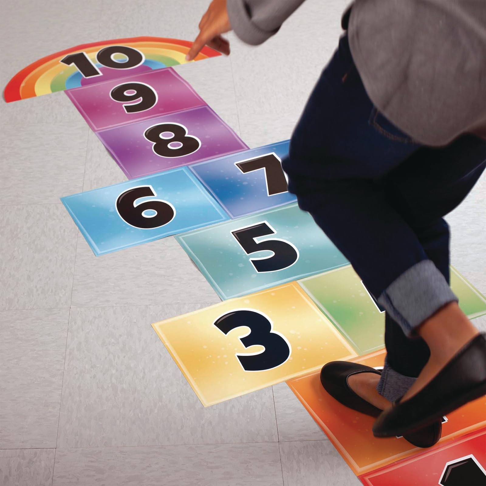 Really Good Stuff EZ Stick Numbered Hopscotch for Hallways and Classroom - Set of 11 - Rainbow Themed Floor Decals for Kids - Image 3