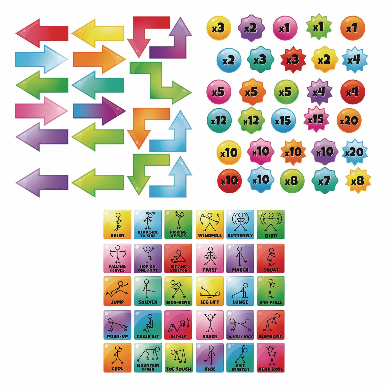 Really Good Stuff EZ Stick Sensory Path for Classroom and Hallways - Reusable Set of 98 Decals - Engage and Energize Students