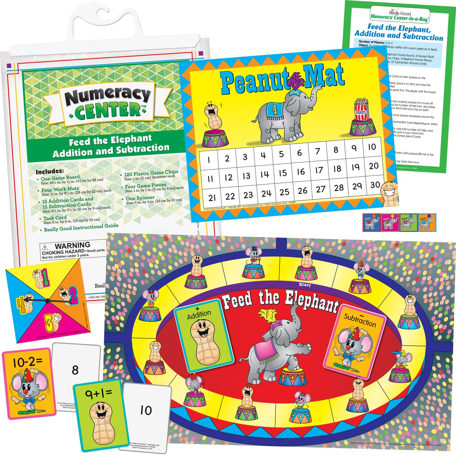 Really Good Stuff Feed The Elephant Addition and Subtraction Numeracy Center - 1 numeracy Center