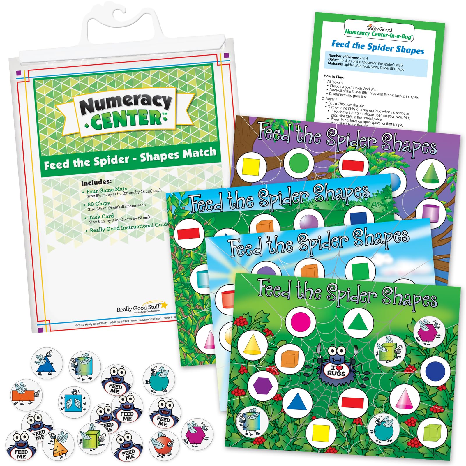Really Good Stuff Feed The Spider - Shapes Match Numeracy Center - 1 numeracy Center