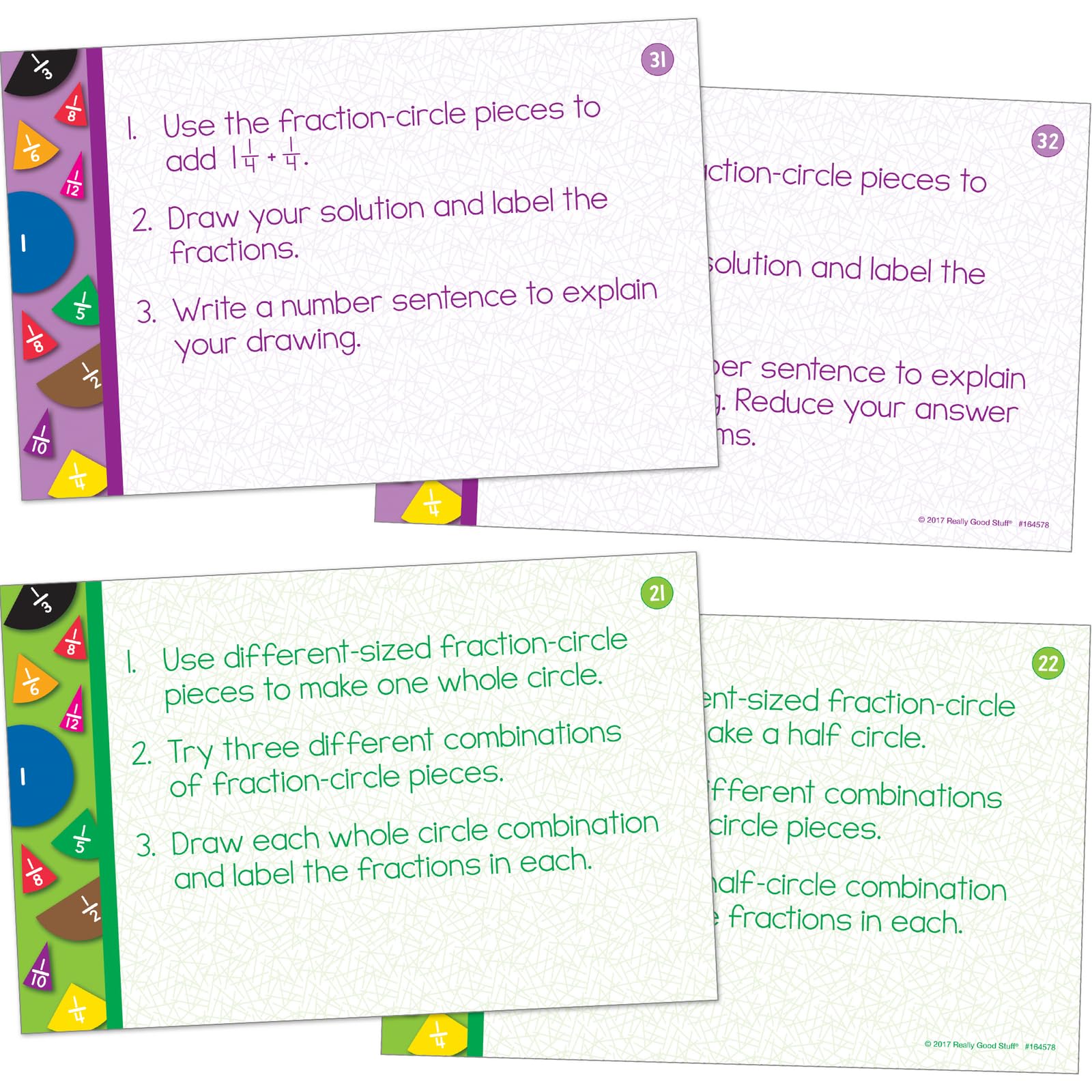 Really Good Stuff Fraction Circles Task Cards - 22 Cards