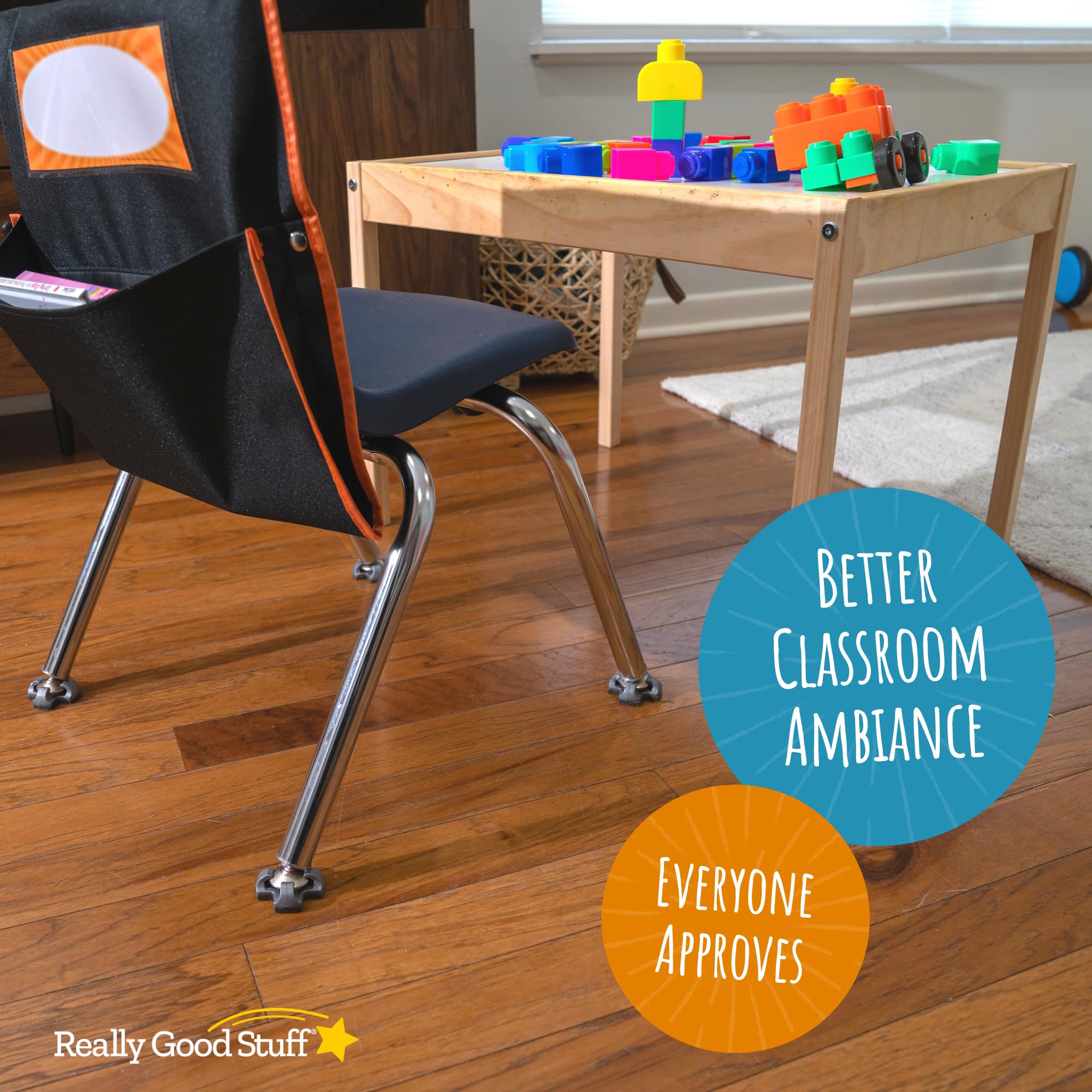 Really Good Stuff Fuzzy Feet Chair Glides, Noise Reducer for Classroom Chairs & Desks, Gliders Prevent Floor Scuffs & Scratches, Snap-On Chair Leg Cover, Quiet Felt Chair Sliders, 144 pcs - Image 7