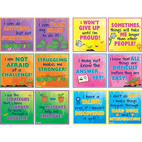 Really Good Stuff Growth Mindset Affirmations 12-in-1 Mini Poster Set – Includes 1 Full-Size Poster and Inspiring Growth Affirmations on 12 Double-Sided Mini Posters, Ideal for Grades K-6 - Image 3