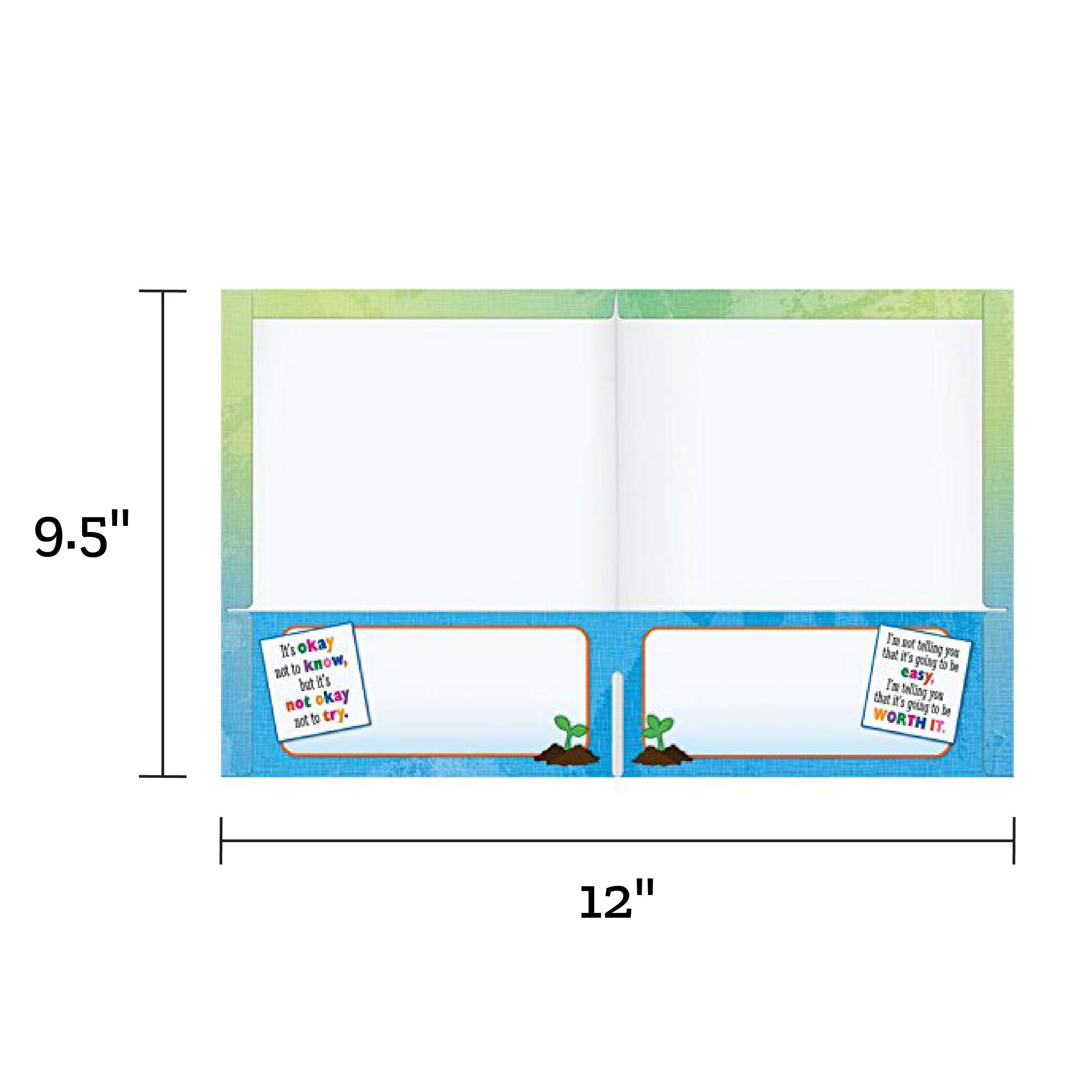 Really Good Stuff Growth Mindset Folders, 9?" by 12" -Set of 12 Laminated 2-Pocket Folders - Inspire Perseverance and Achievement with Motivating Phrases - Great Homework and Take Home Folders - Image 3
