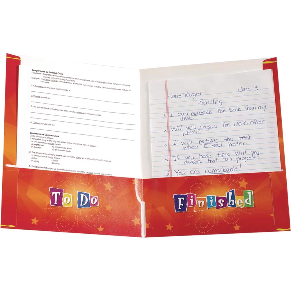 Really Good Stuff Homework Folders, Set of 12, 9½" by 12" Each, with Pockets | Bulk School Supplies, Take Home Organanizer for Students, Classroom Essentials - Image 3