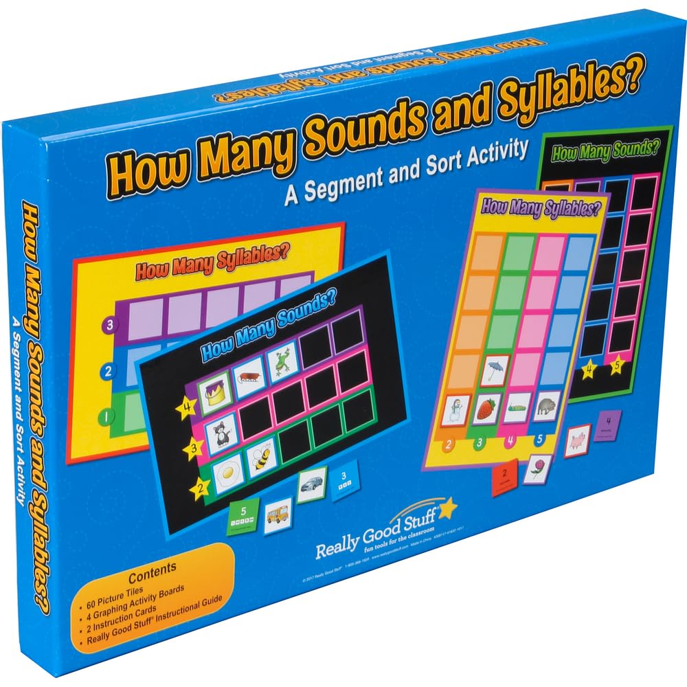 Really Good Stuff How Many Sounds and Syllables? A Segment and Sort Activity - 4 Boards, 60 Chips