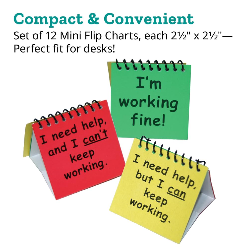Really Good Stuff "I Need Help" Mini Flip Chart Signs for Students - Set of 12 - Classroom Management Tools, Self Assessment for Students - Image 2