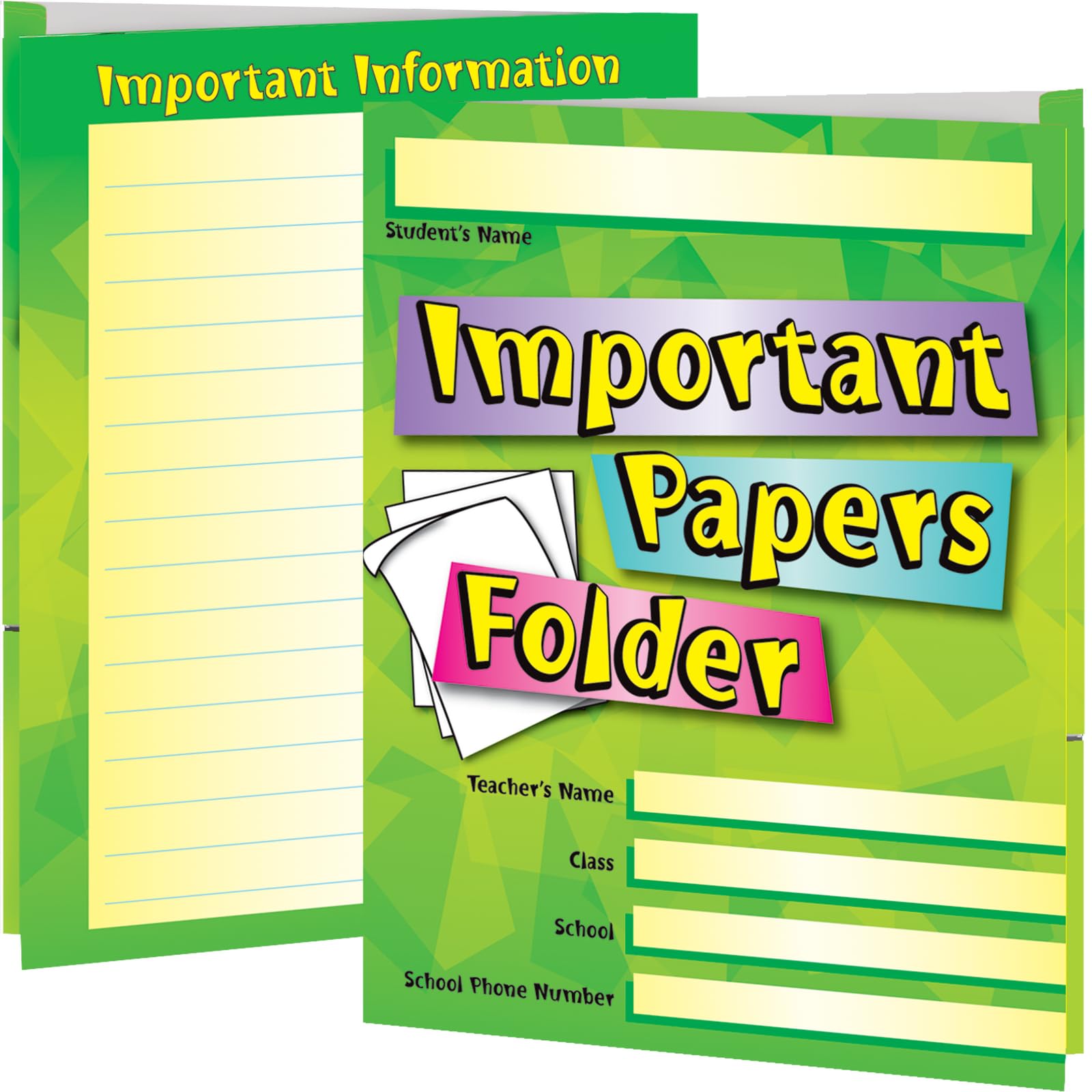Really Good Stuff Important Papers Folders - 12 folders