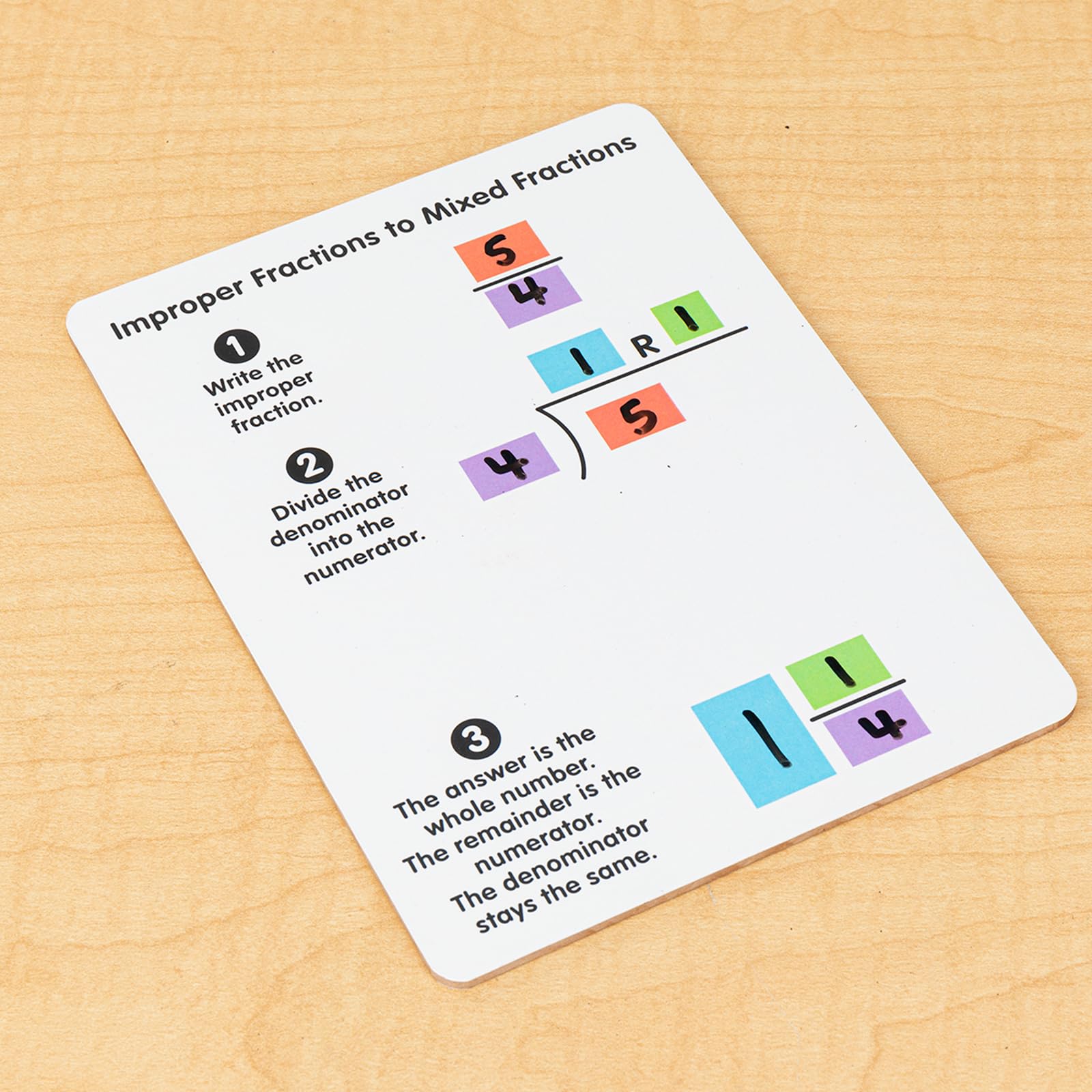 Really Good Stuff Improper and Mixed Fractions Dry Erase Boards - 6 Boards